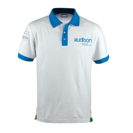Polo triko Audison White Polo Shirt M.1 - Short Sleeve
