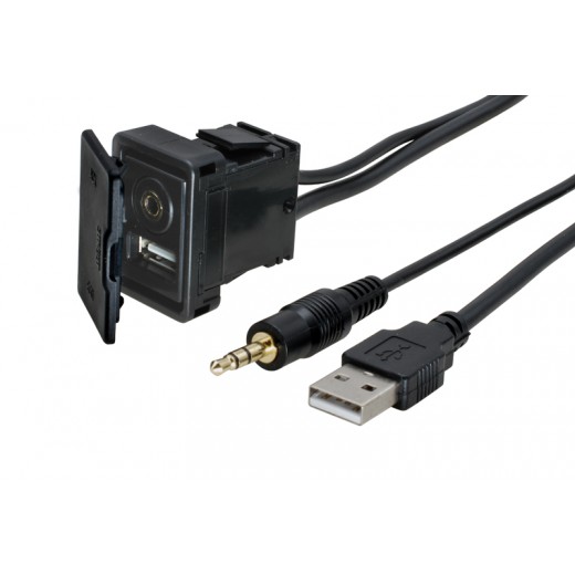 USB + JACK zásuvka s káblom