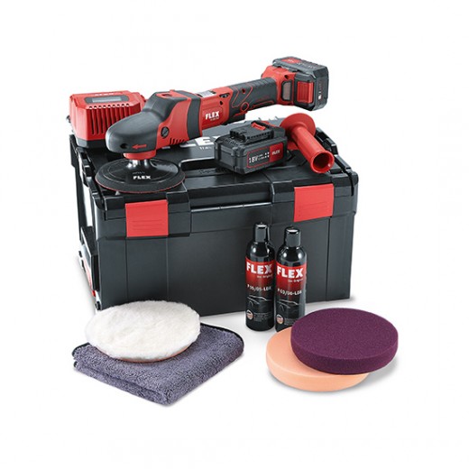 Aku-rotačná leštička v sade FLEX PE 150 18.0-EC/5.0 P-Set