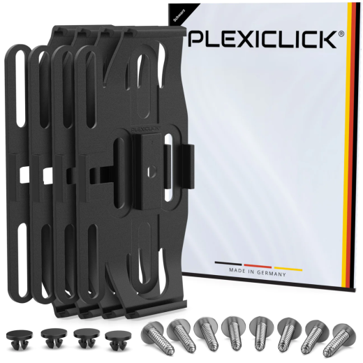 Čierny držiak ŠPZ Plexiclick V1 Black (110 mm)