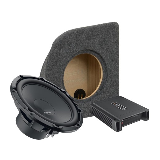 Set subwoofera v OEM ozvučnici a zosilňovače do Škoda Octavia III č.2