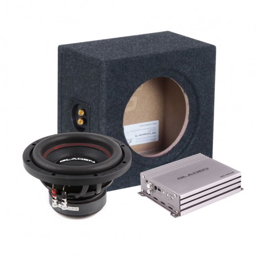 Set subwoofera v ozvučnici a zosilňovače do Volkswagen Transporter T5, T6