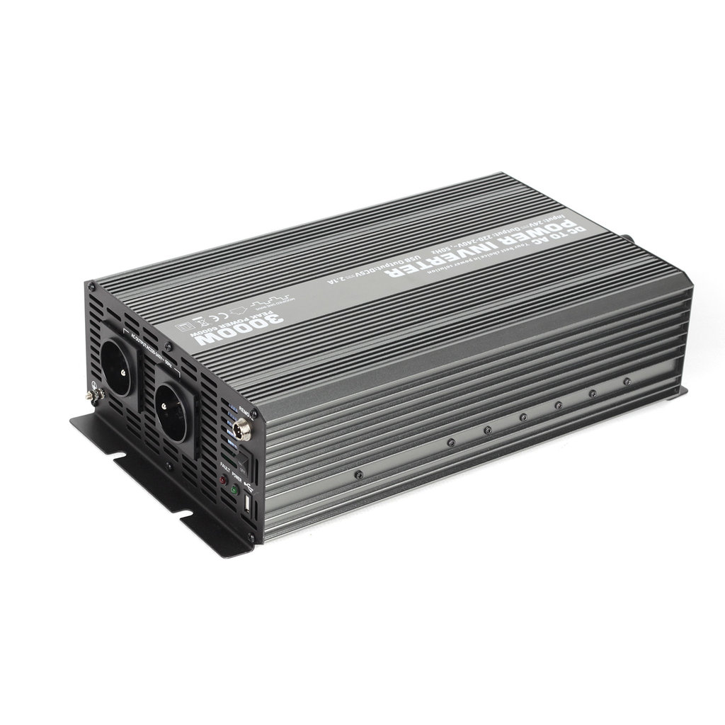 E-shop Menič napätia z 24V na 230V + USB, 3000W - CAR3000-24V