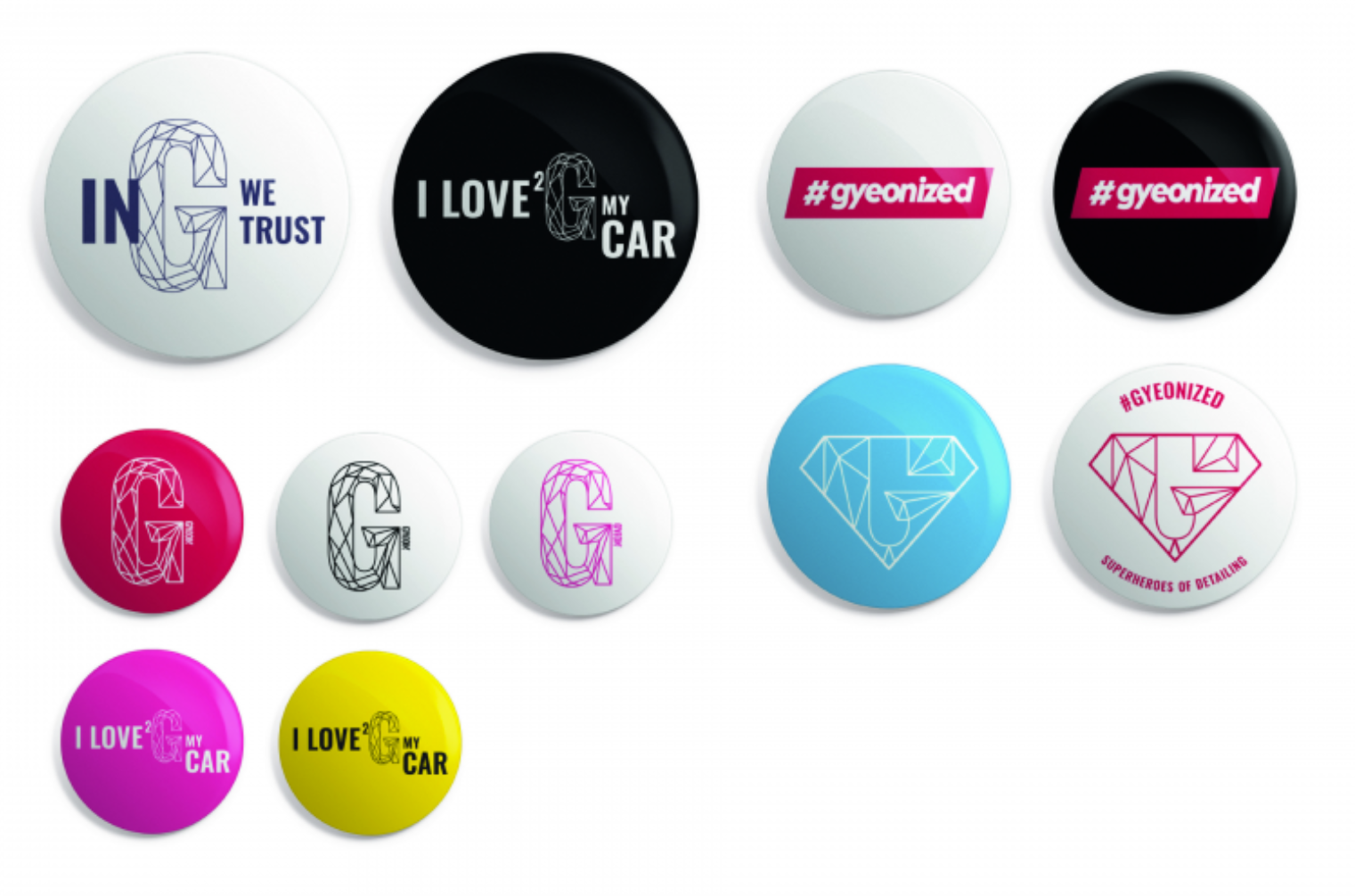 E-shop Odznaky Gyeon Mix of Gyeon Badges (100 pcs) 37/44/56 mm
