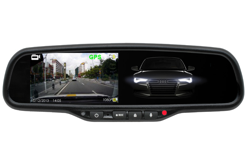 E-shop HD DVR kamera so záznamom a monitorom 4,3" v spätnom zrkadle s funkciou automatického zatmavenia HV-043LAD
