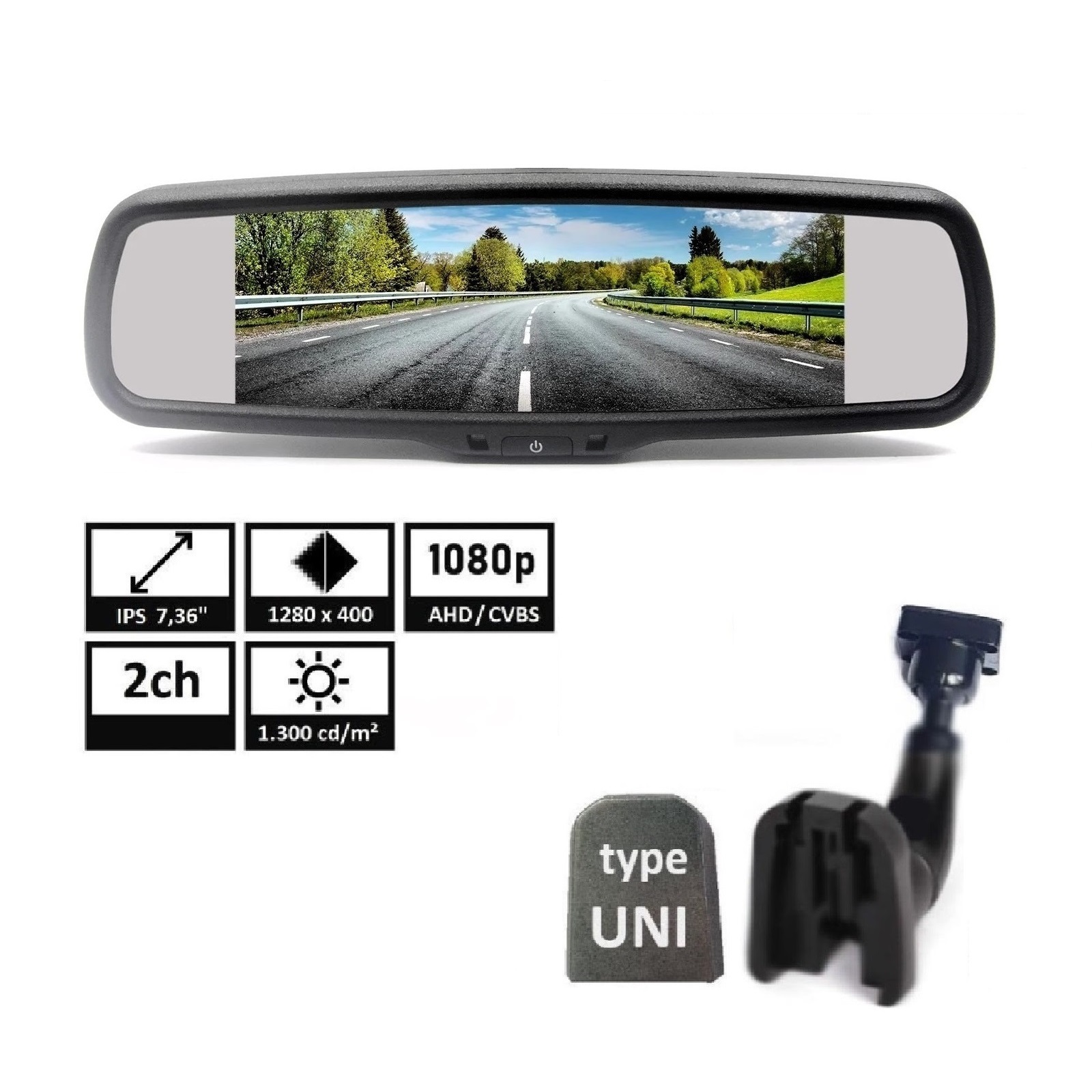 E-shop Monitor AHD 7“ v zrkadle, s držiakom a skleneným podstavcom TFT MIRROR7 AHD
