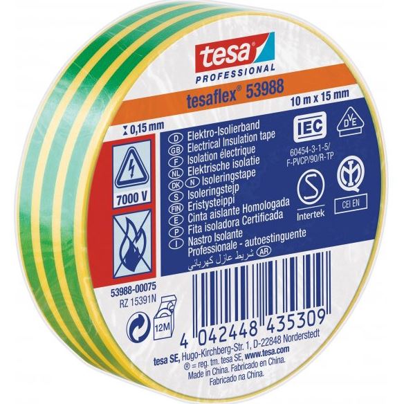 E-shop Izolačná páska Tesa 53988 PVC 19/20 žlto-zelená